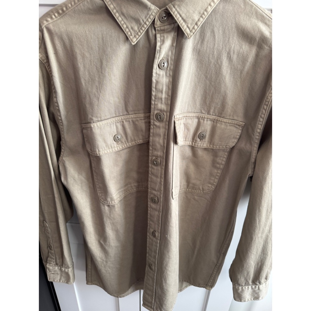 Abercrombie Fitch Mens Long Sleeve Button Up Shirt Khaki Stretch XS
